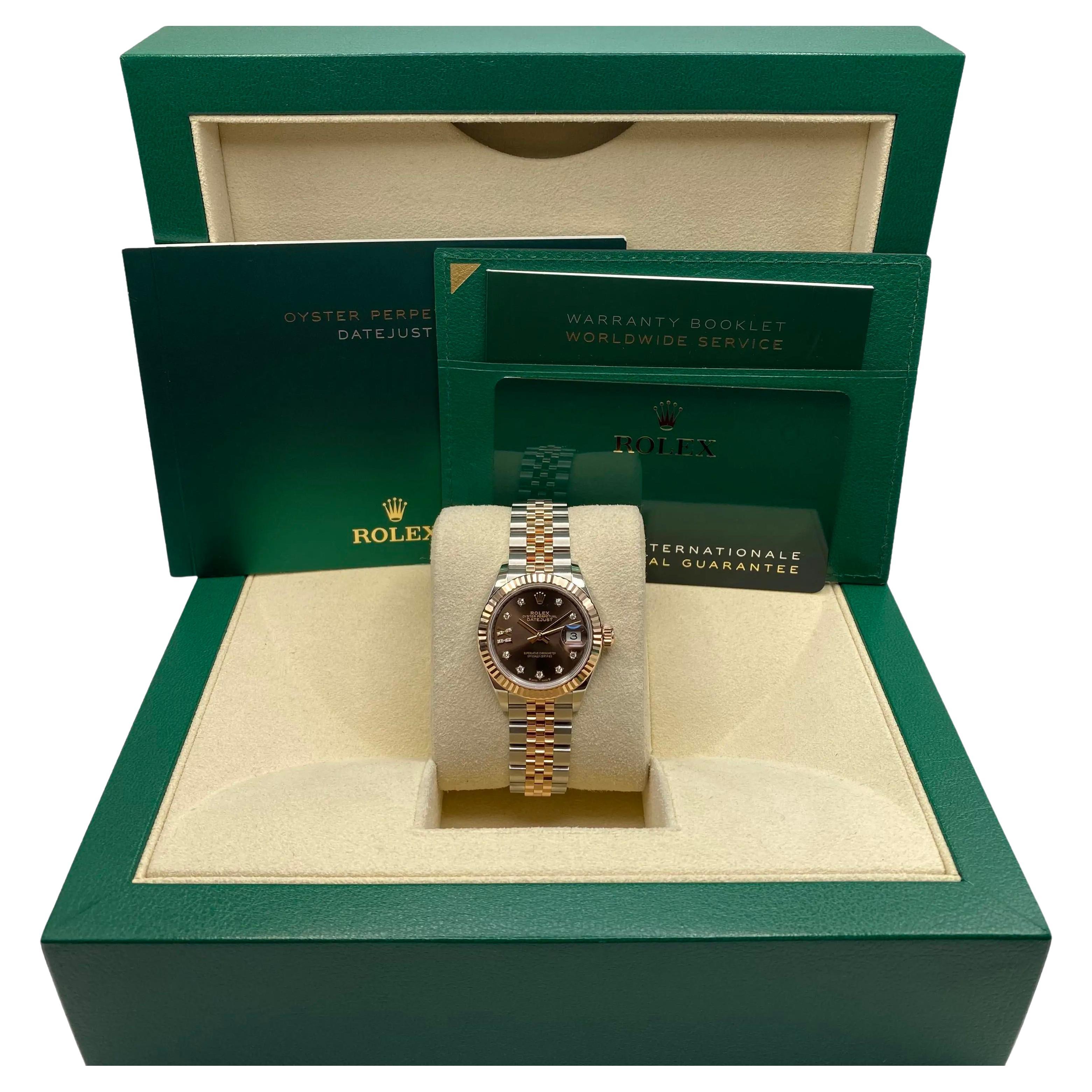 Reloj Rolex Datejust 28mm Oro Rosa Acero Chocolate Diamante Esfera Estrella 279171