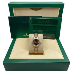 Rolex Datejust 28mm Rose Gold Stahl Schokolade Diamond Star Dial Uhr 279171