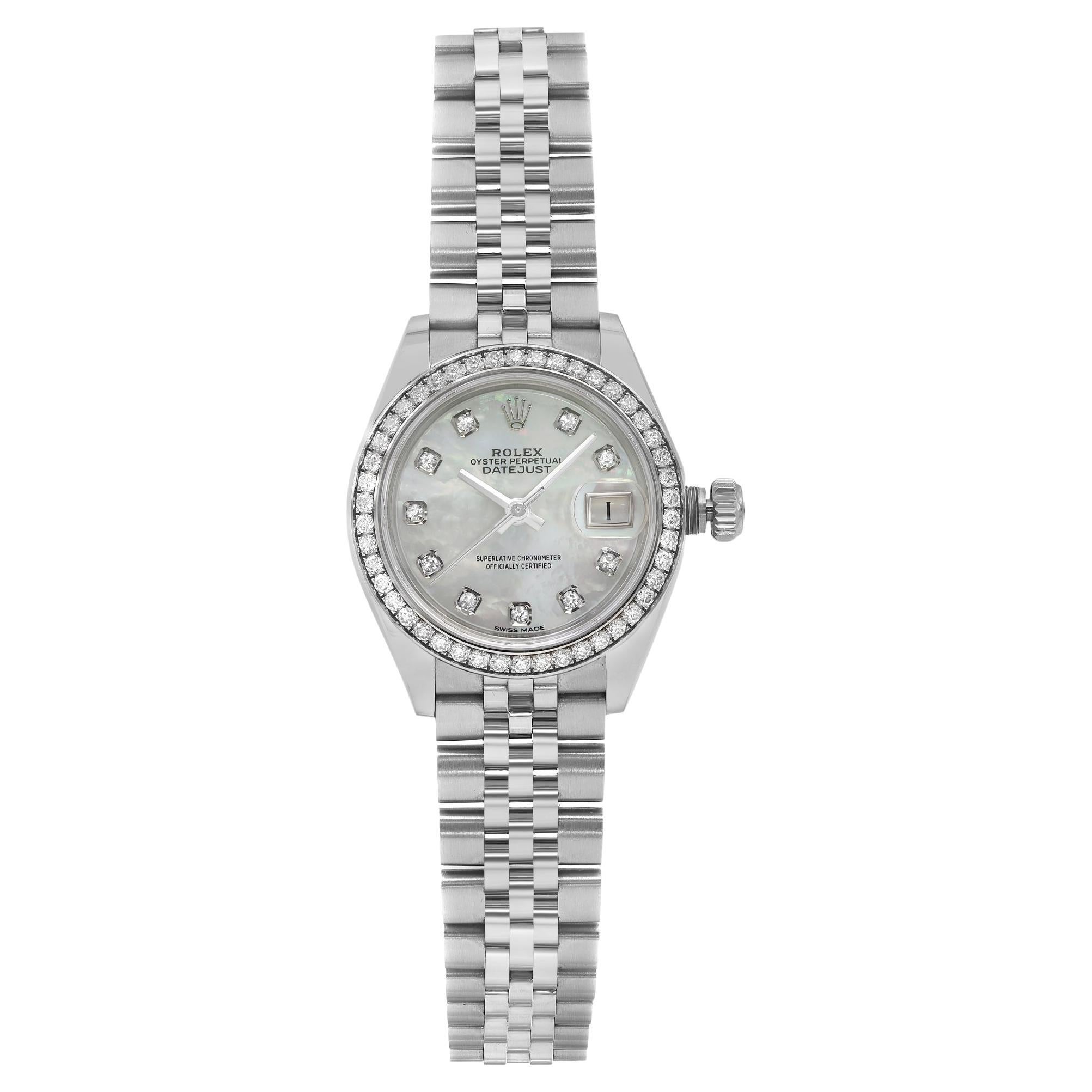 Rolex Datejust Steel MOP Diamond Dial Automatic Ladies Watch 279384RBR