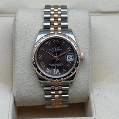 Rolex Datejust 31 178341 18K Rose Gold Steel Diamond Chocolate Watch Box Papers