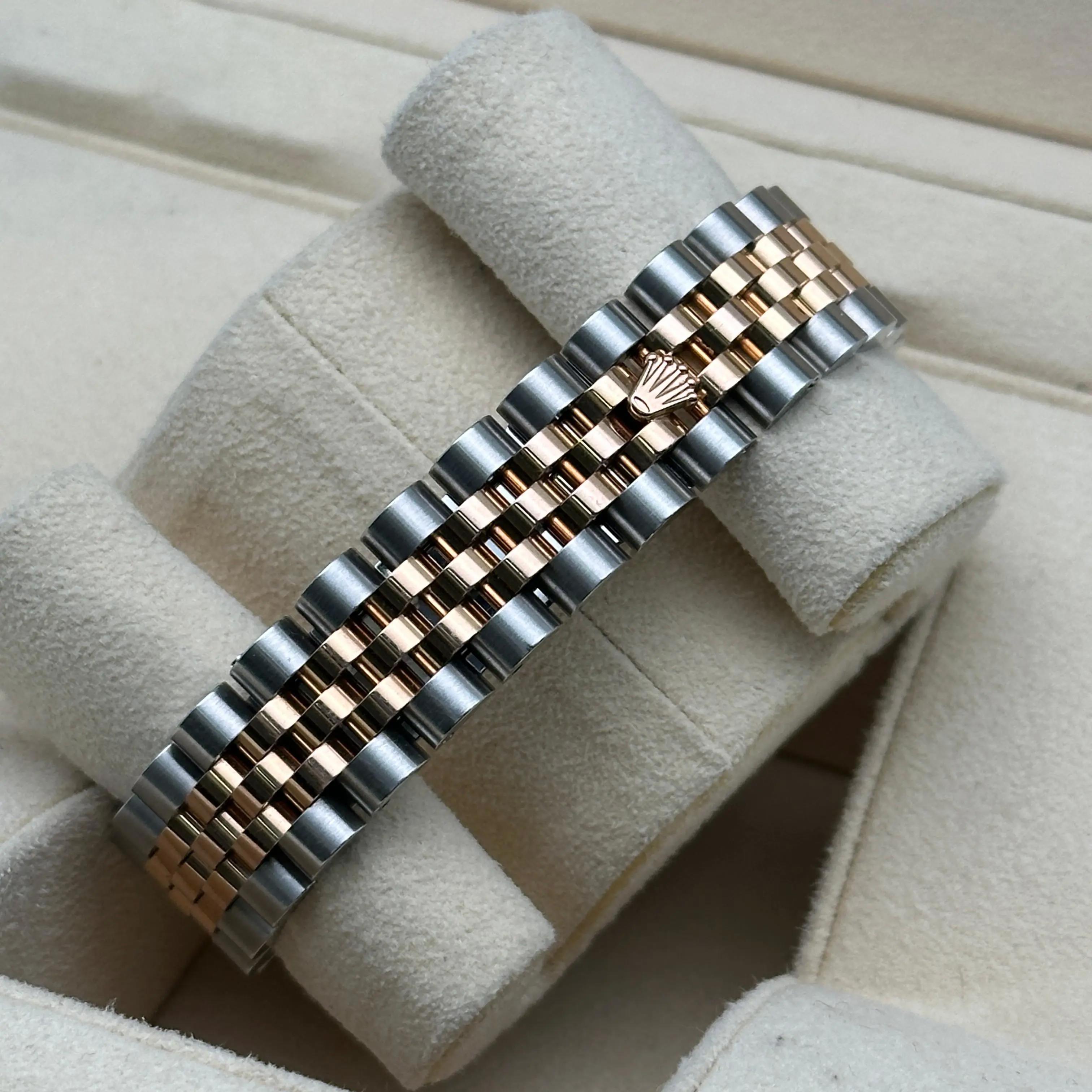 Rolex Datejust 31 178341 18K Rose Gold Steel Diamond Chocolate Watch Box Papers en vente 3