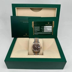 Rolex Datejust 31 178341 18K Rose Gold Steel Diamond Chocolate Watch Box Papers