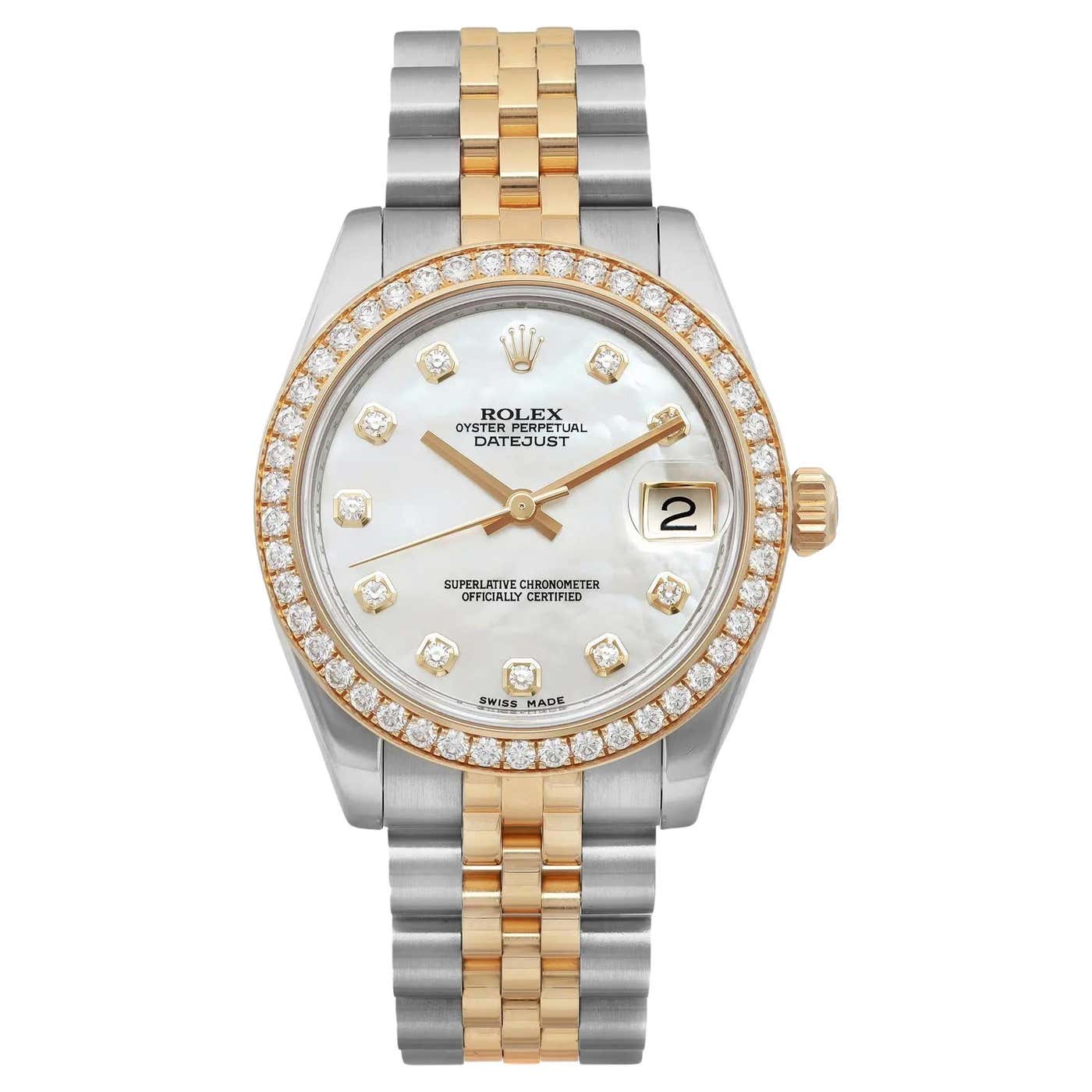 Rolex Datejust 31 18K Gold Steel Diamond MOP Dial Ladies Watch 178383 ...