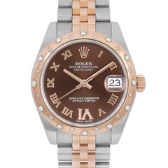 Rolex Datejust 31 18K Rose Gold Steel Diamond Chocolate Watch 178341