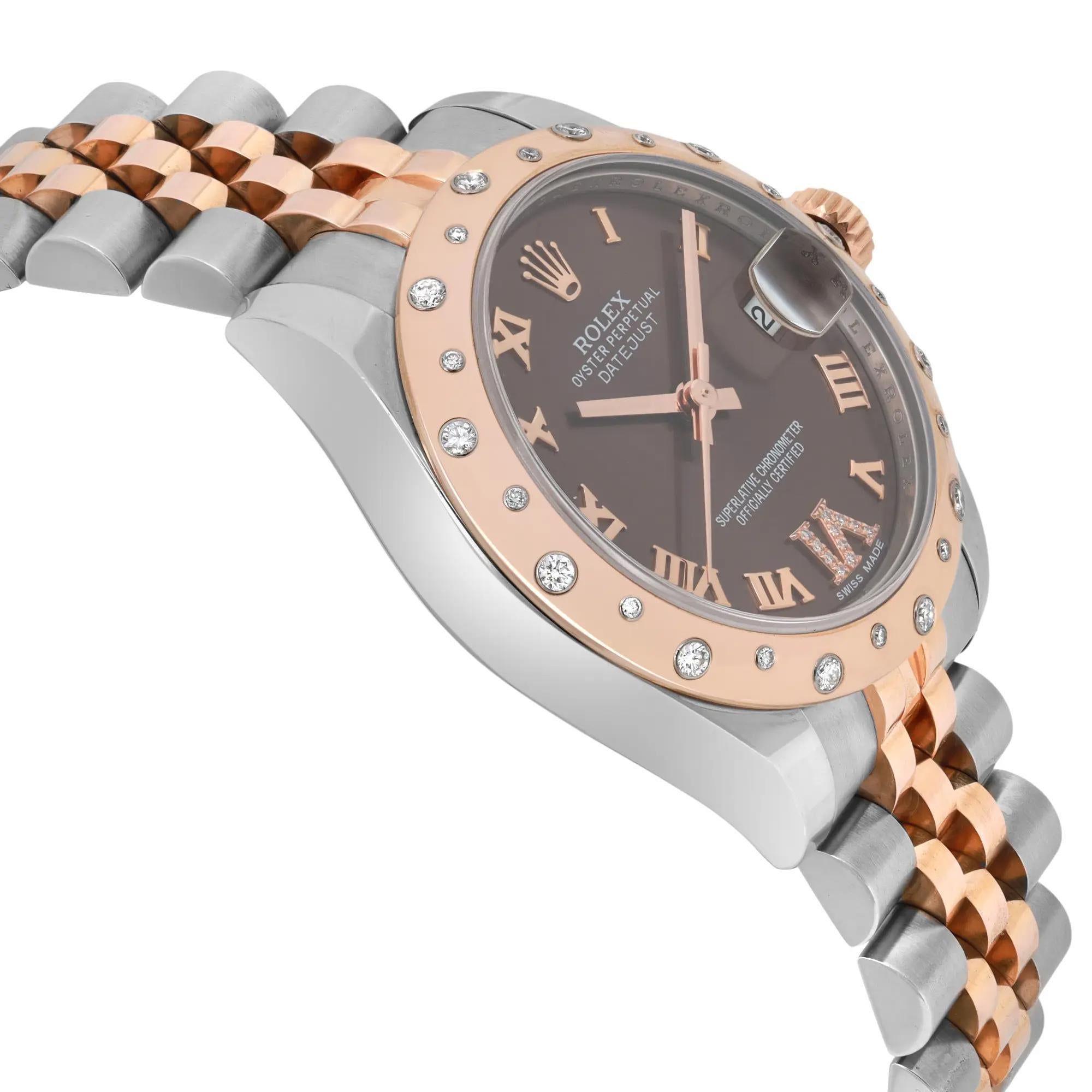 De las mujeres Reloj Rolex Datejust 31 18K Oro rosa Acero Diamante Chocolate 178341 en venta