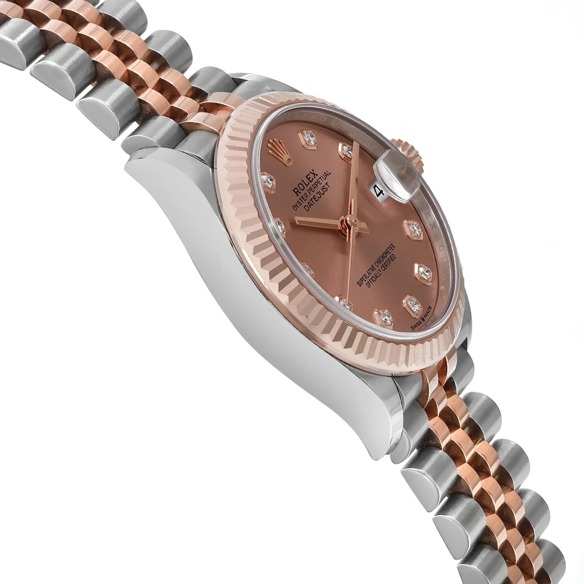 Women's Rolex Datejust 31 18K Rose Gold Steel Pink Diamond Dial Ladies Watch 278271