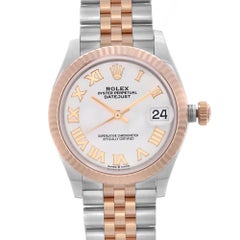 Rolex Datejust 31 18K Roségold Stahl Weißes römisches Zifferblatt Damenuhr 278271