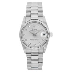Rolex Datejust 31 18K White Gold Diamond Silver Dial Ladies Watch 68279G