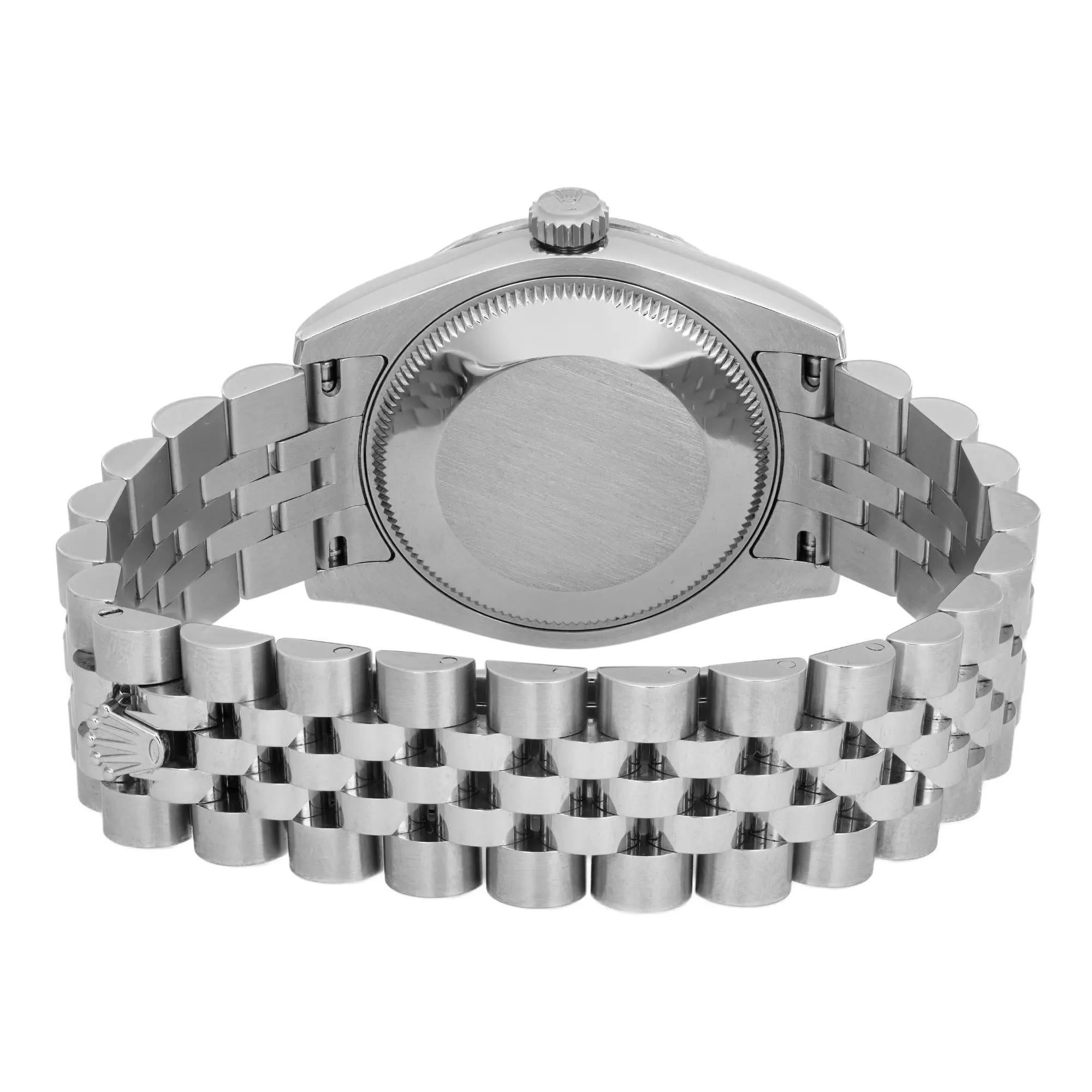 Women's Rolex Datejust 31 18K White Gold Steel Light Pink MOP Diamond Dial Watch 178344 For Sale
