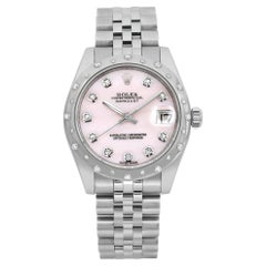 Rolex Datejust 31 18K White Gold Steel Light Pink MOP Diamond Dial Watch 178344