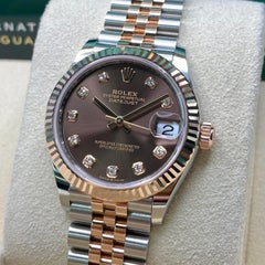 Rolex Datejust 31 278271 Rose Gold Steel Chocolate Diamond Dial Ladies Watch B&P