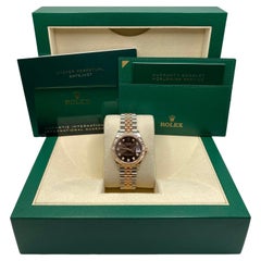 Rolex Datejust 31 278271 Rose Gold Steel Chocolate Diamond Dial Ladies Watch B&P