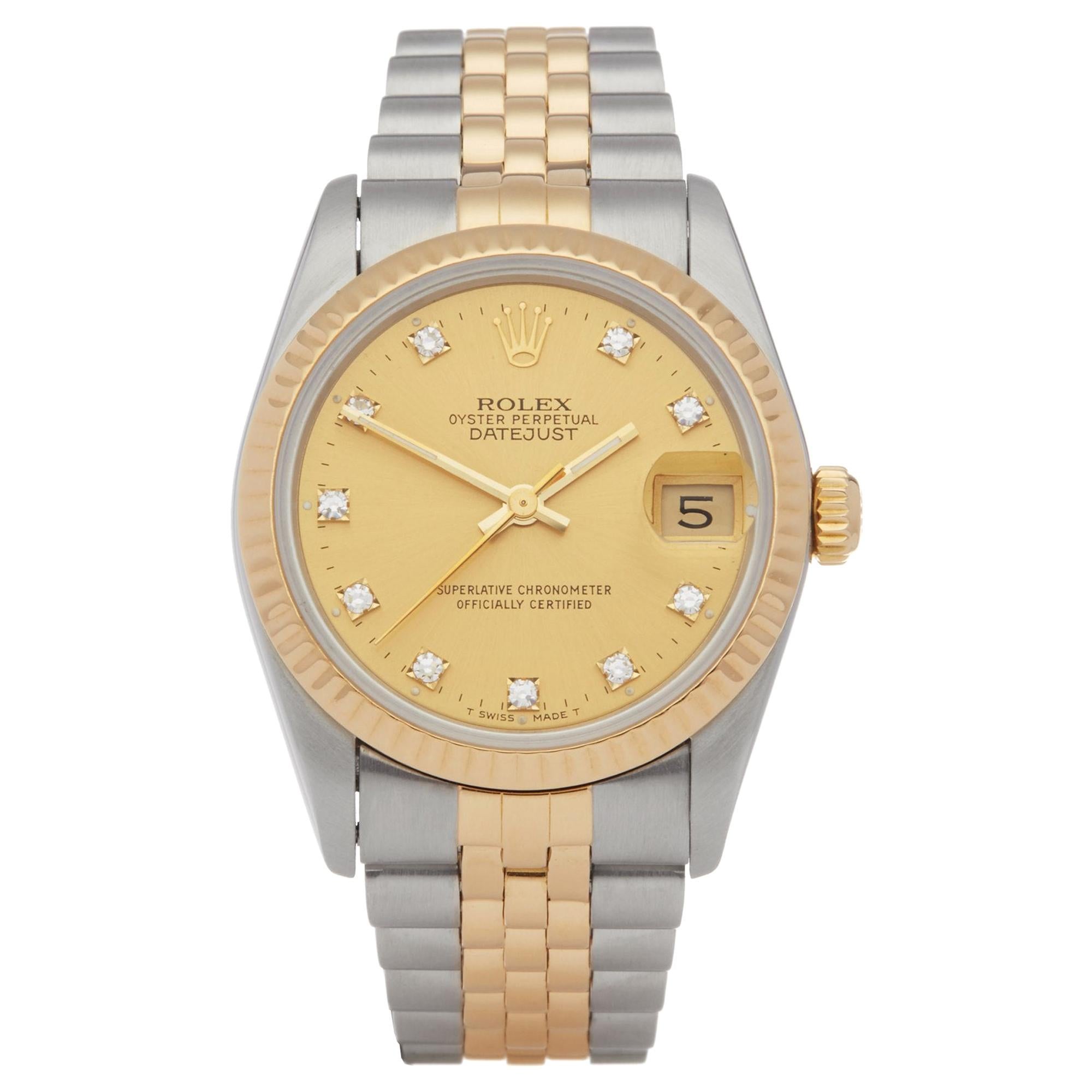 Rolex Datejust 31 68273 Ladies Stainless Steel and Yellow Gold Diamond Watch