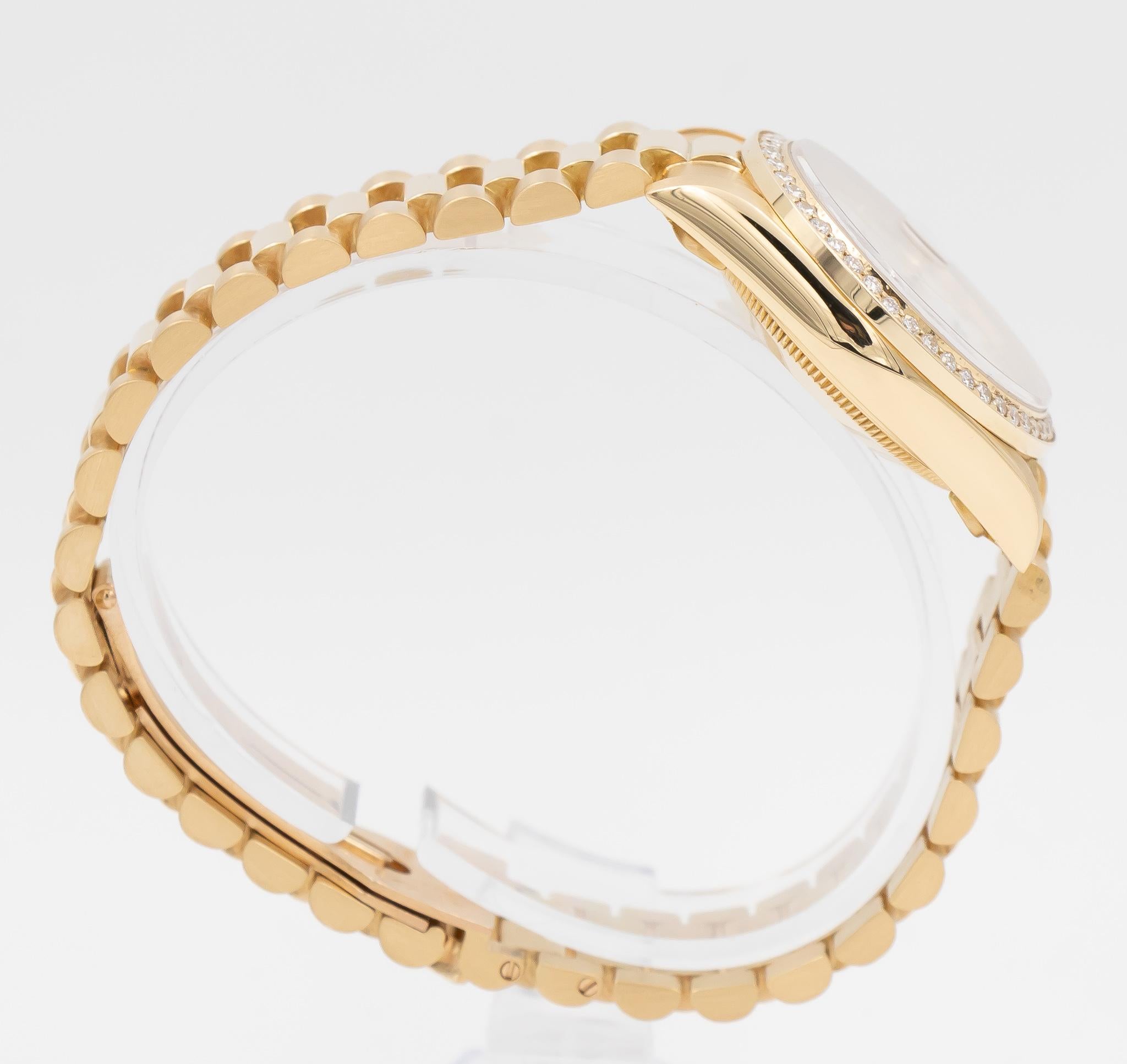 Rolex Datejust 31 68278, 18 Karat Gold and Diamond Ladies Watch, circa 1988 In Excellent Condition In Carmel, IN