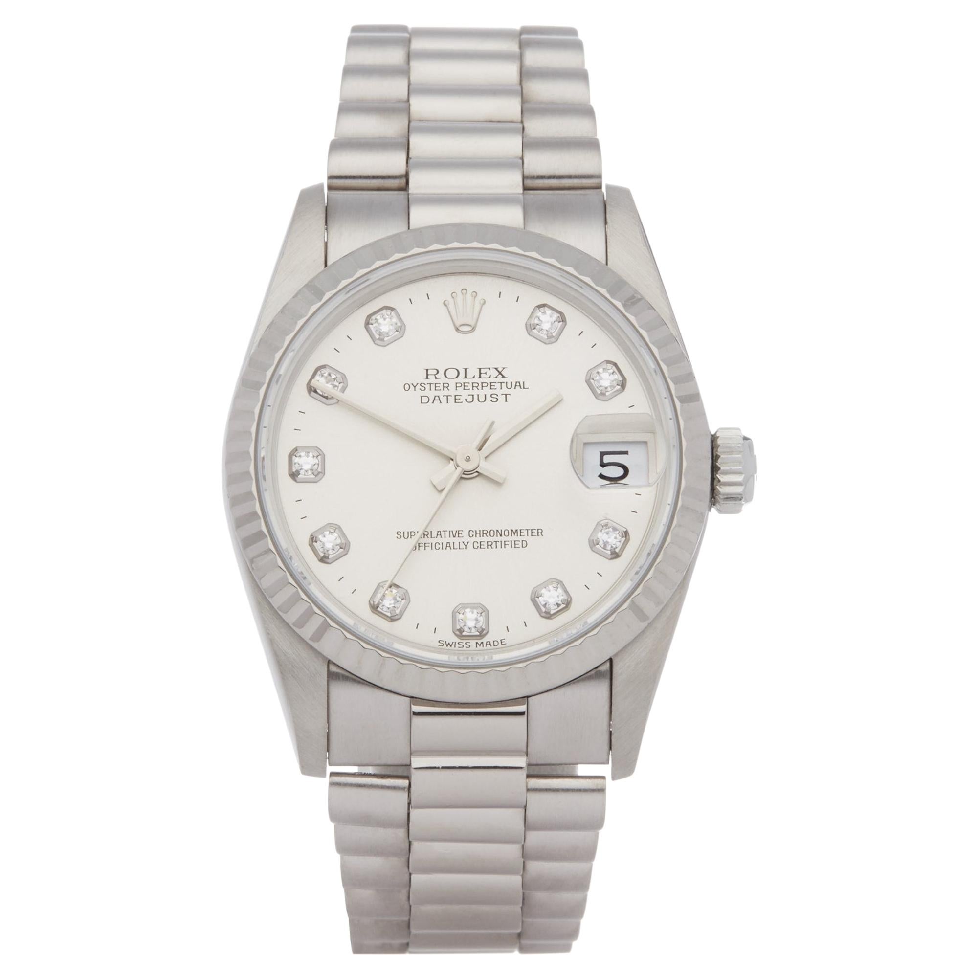 Rolex Datejust 31 68279 Ladies White Gold Diamond Watch
