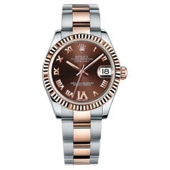 Rolex Datejust 31 Chocolate VI Diamond Dial Fluted Bezel Rose Gold Watch 178271