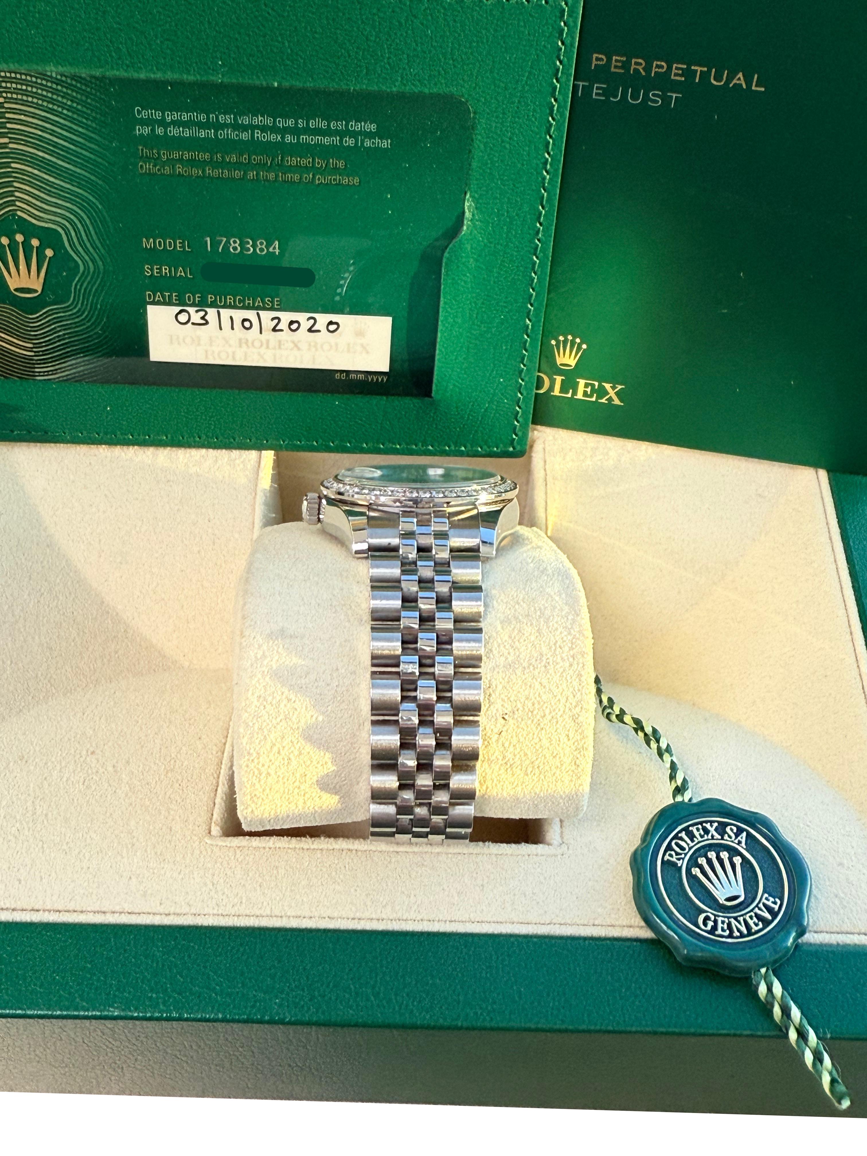 Rolex Datejust 31 Gold Stahl Perlmutt VI Diamant Zifferblatt Lünette Uhr 178384 im Angebot 7