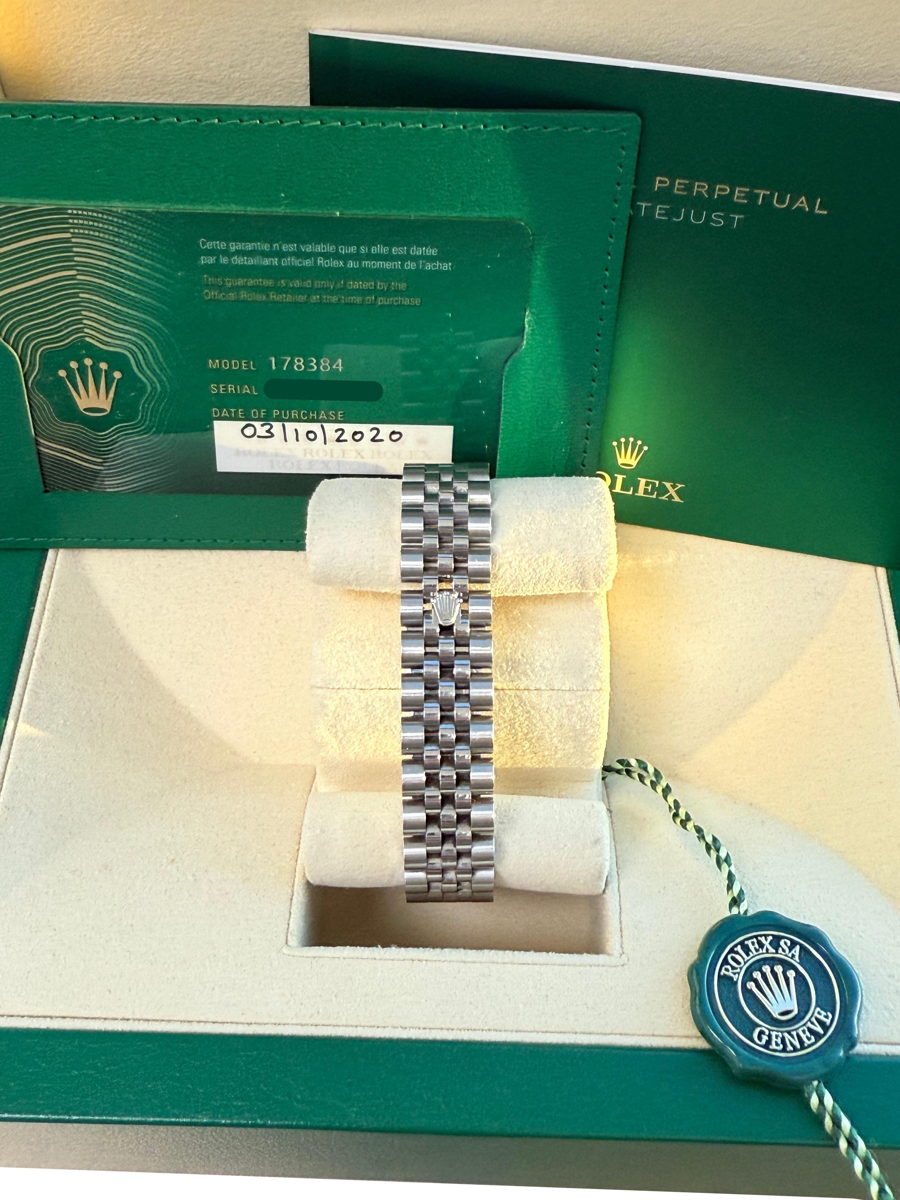 Rolex Datejust 31 Gold Stahl Perlmutt VI Diamant Zifferblatt Lünette Uhr 178384 im Angebot 8