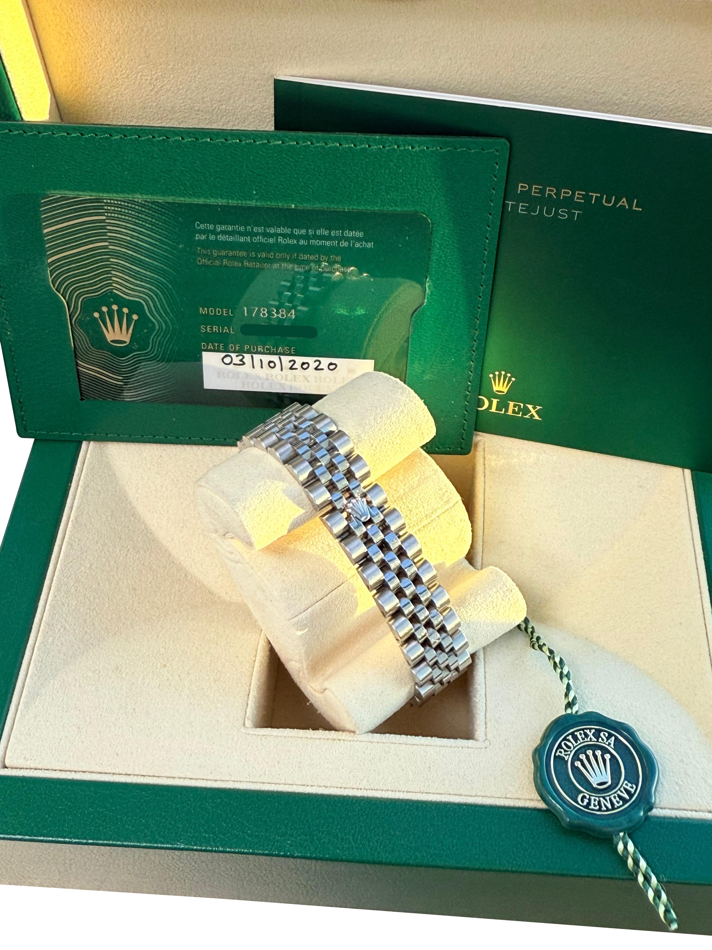 Rolex Datejust 31 Gold Stahl Perlmutt VI Diamant Zifferblatt Lünette Uhr 178384 im Angebot 9