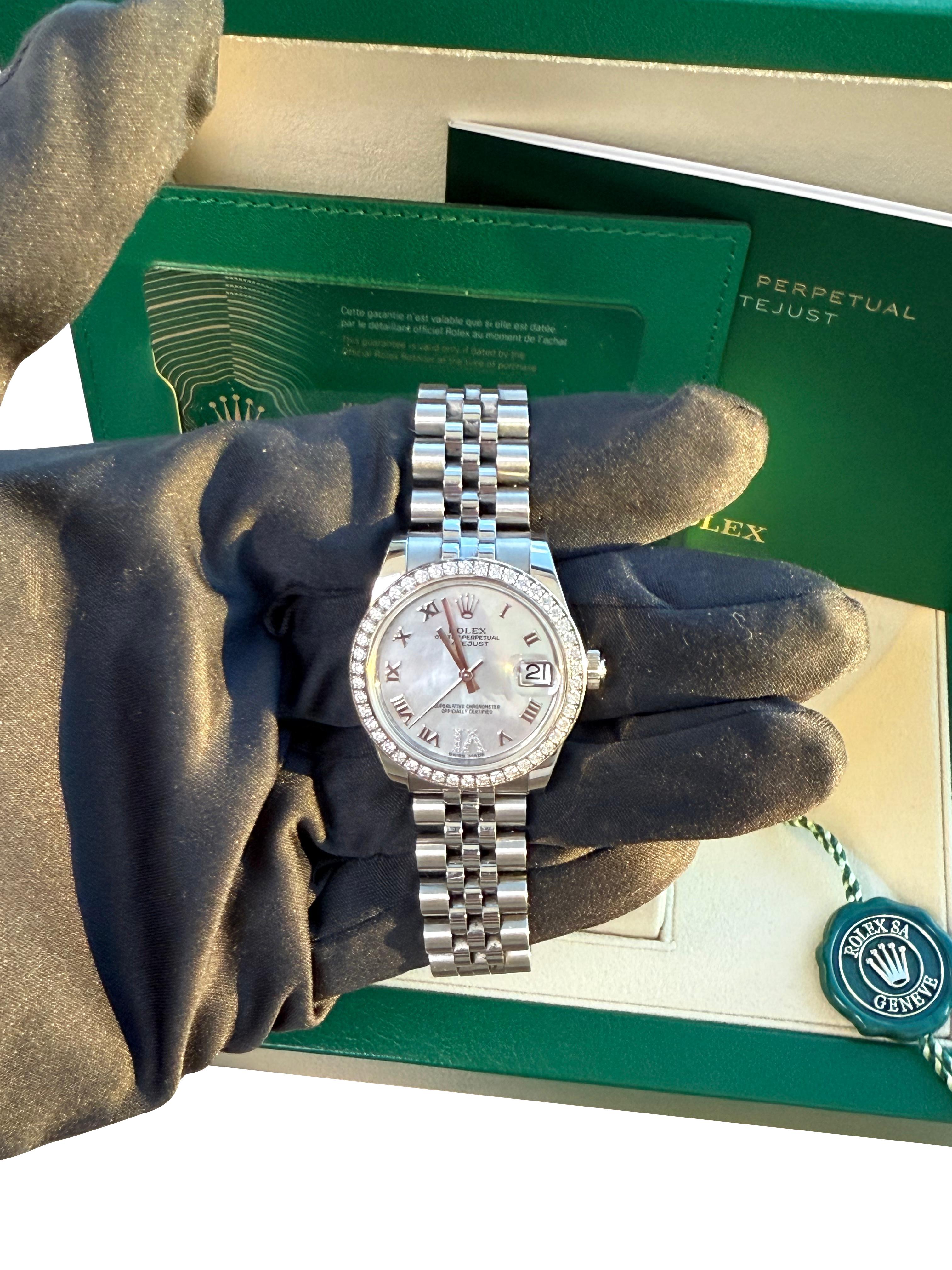 Rolex Datejust 31 Gold Stahl Perlmutt VI Diamant Zifferblatt Lünette Uhr 178384 im Angebot 12