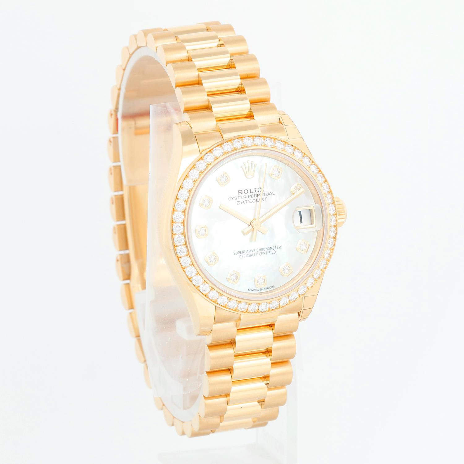 Rolex Datejust 31 Midsize 18K Yellow Gold Watch 278288RBR In Excellent Condition For Sale In Dallas, TX
