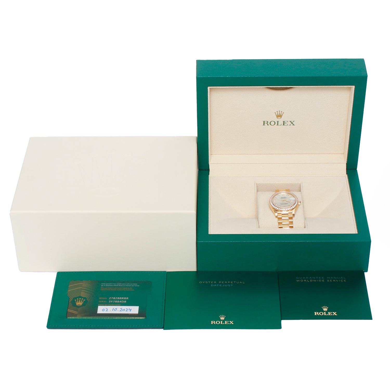 Rolex Datejust 31 Midsize 18K Yellow Gold Watch 278288RBR For Sale 2