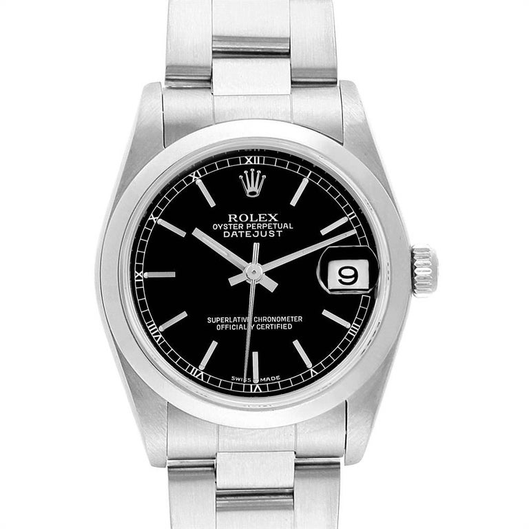 Rolex Datejust 31 Midsize Black Baton Dial Steel Ladies Watch 78240 For ...