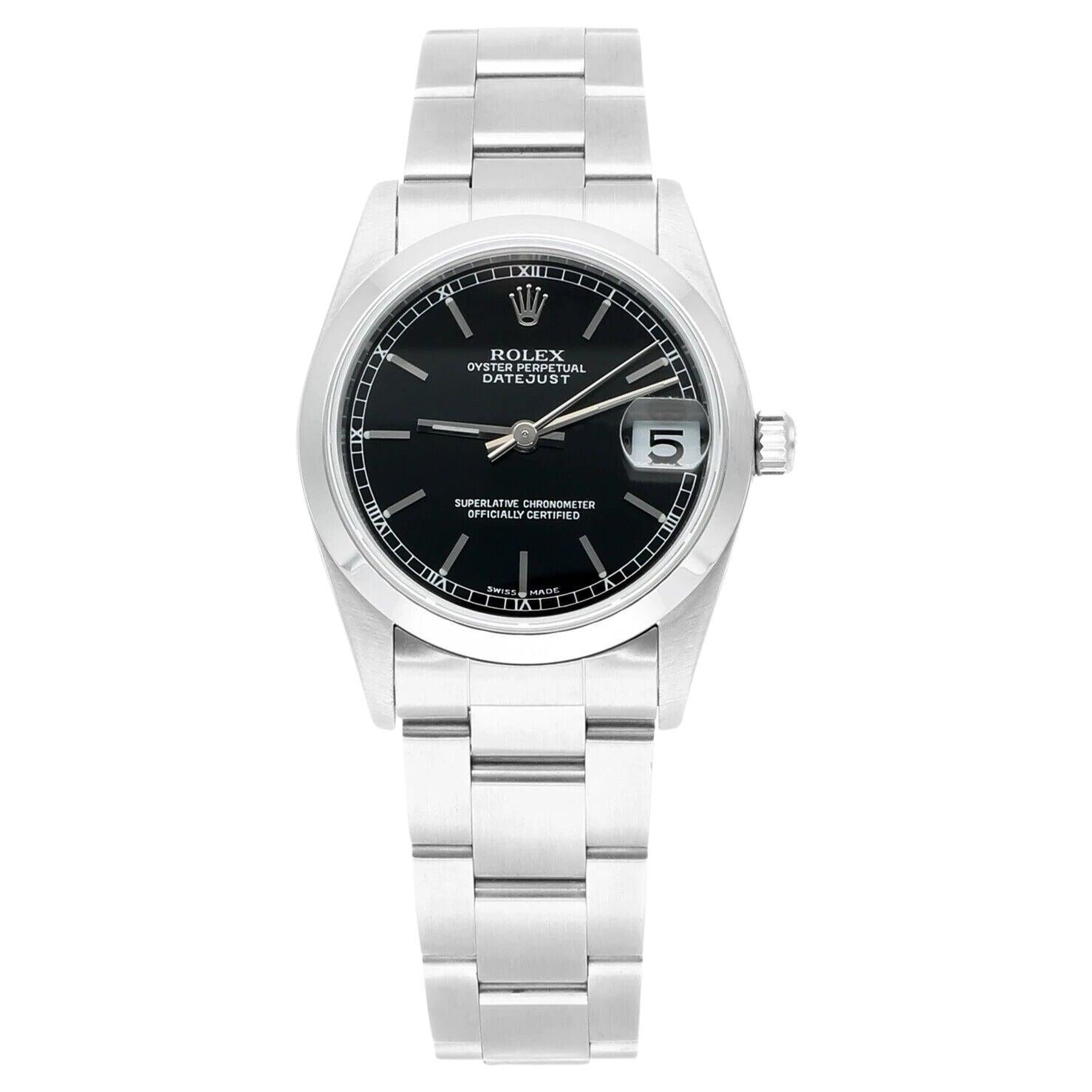 Rolex Datejust 31 Midsize Black Dial Stainless Steel Ladies Watch Oyster 78240 For Sale