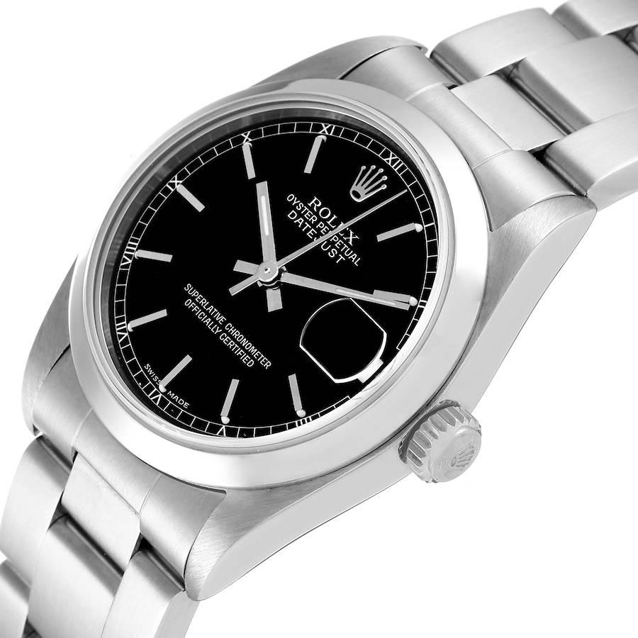 Rolex Datejust 31 Midsize Black Dial Steel Ladies Watch 78240 In Excellent Condition For Sale In Atlanta, GA