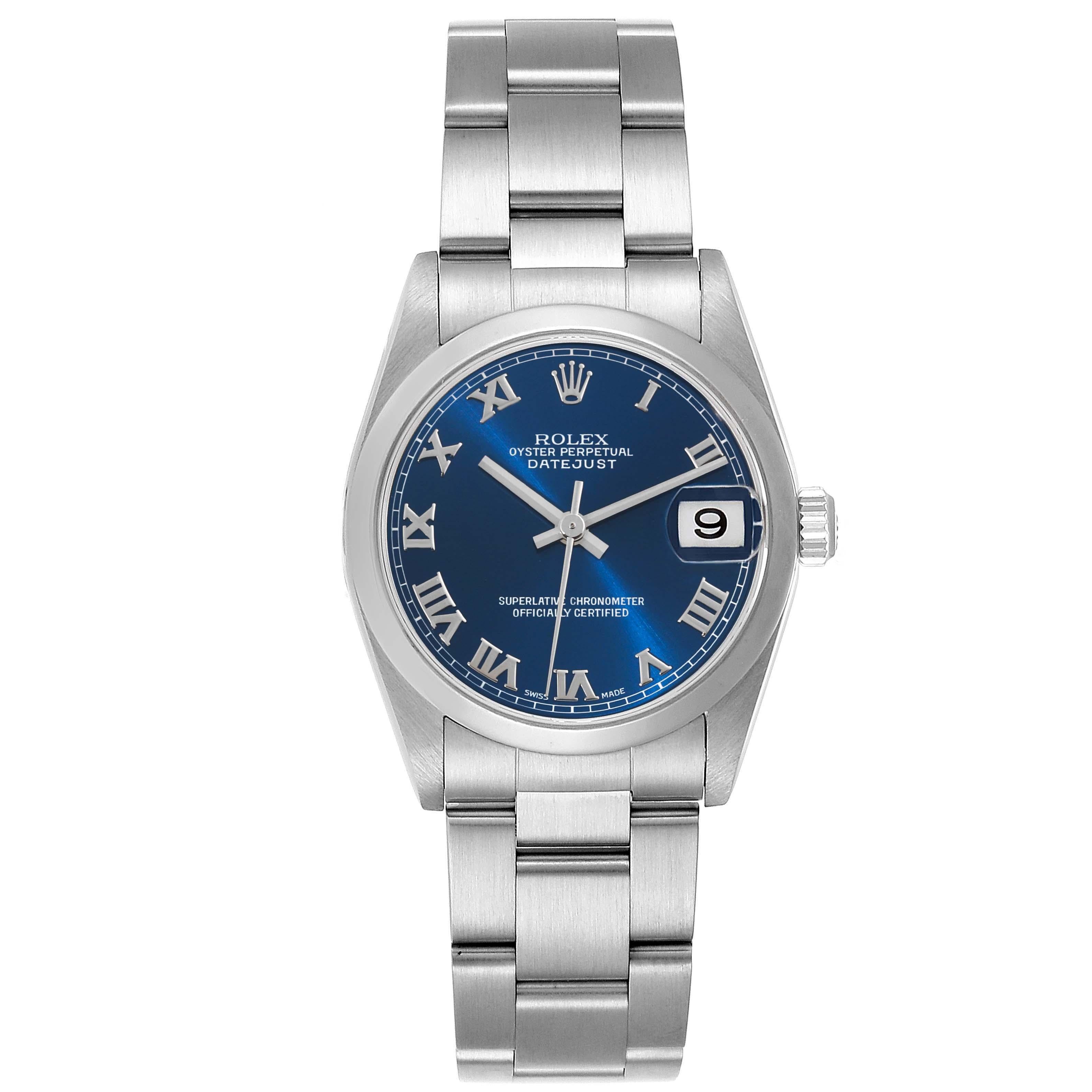 Women's Rolex Datejust 31 Midsize Blue Roman Dial Steel Ladies Watch 78240