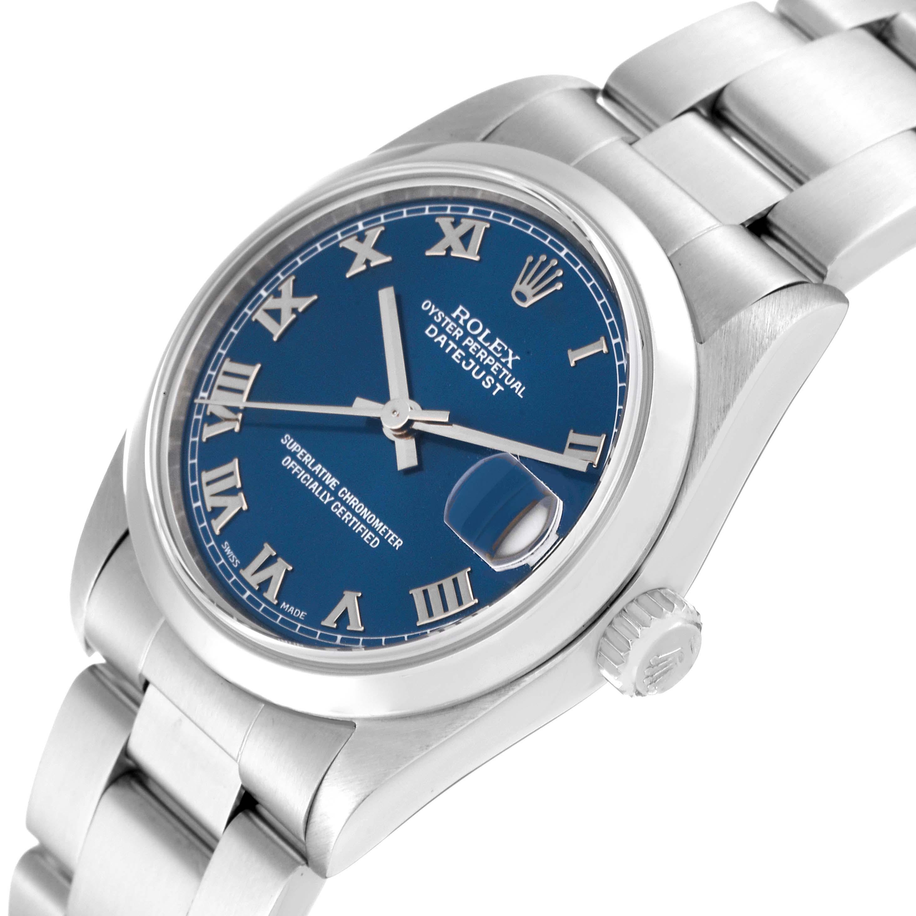 Women's Rolex Datejust 31 Midsize Blue Roman Dial Steel Ladies Watch 78240