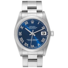 Rolex Datejust 31 Midsize Blaue Stahl-Damenuhr mit römischem Zifferblatt 78240