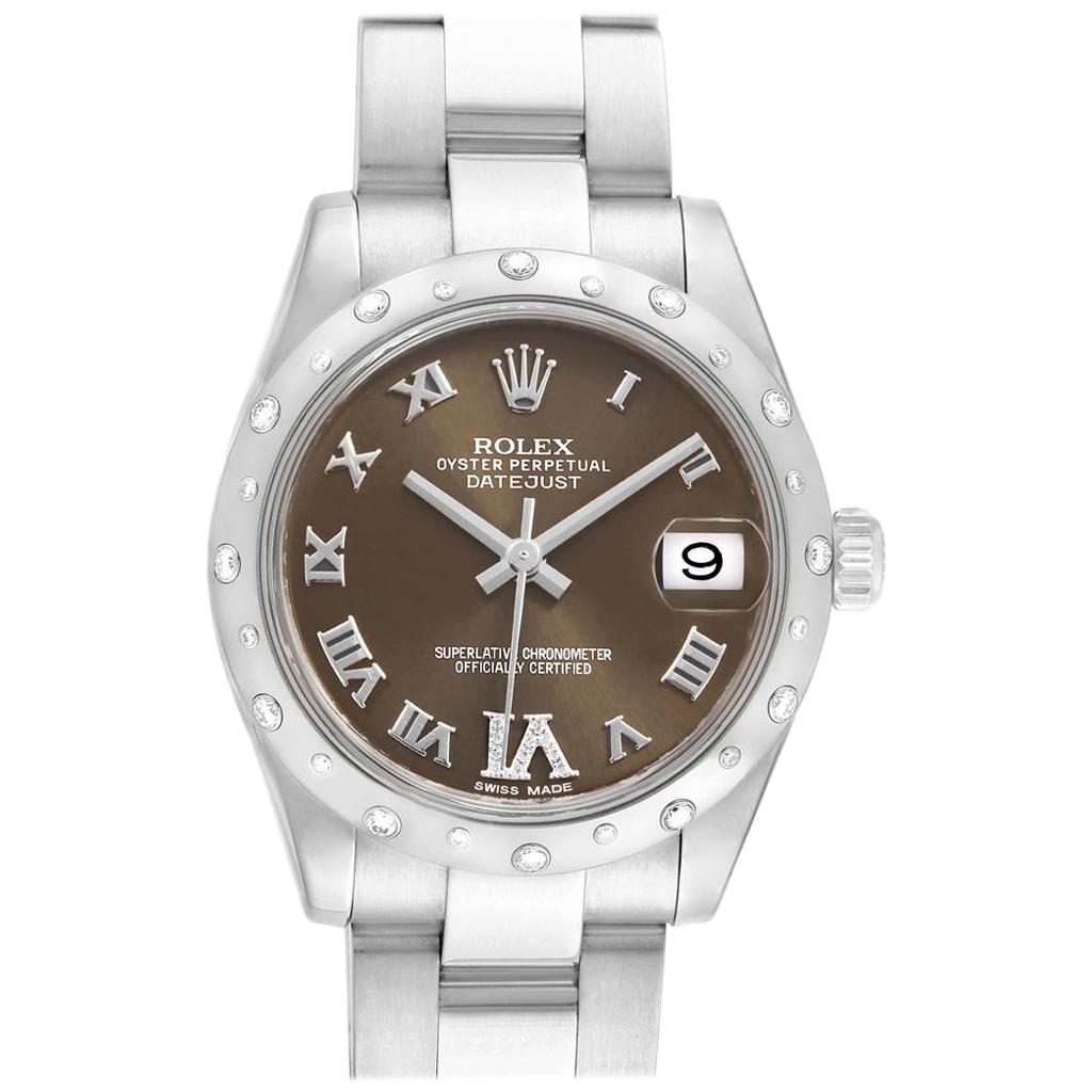 Rolex Datejust 31 Midsize Bronze Diamond Dial Steel Ladies Watch 178344 For Sale