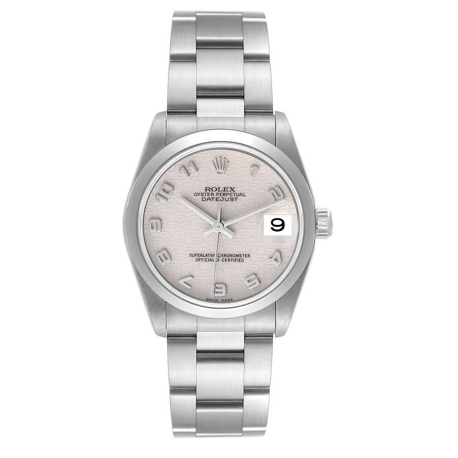 Rolex Datejust 31 Midsize Jubilee Dial Steel Womens Watch 78240. Officially certified chronometer self-winding movement with quickset date function. Stainless steel oyster case 31.0 mm in diameter. Rolex logo on a crown. Stainless steel smooth domed