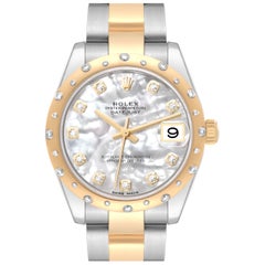 Rolex Datejust 31 Midsize Mother of Pearl Yellow Gold Diamond Ladies Watch