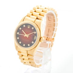 Rolex Datejust 31 Midsize Red Vignette Yellow Gold Watch 78278