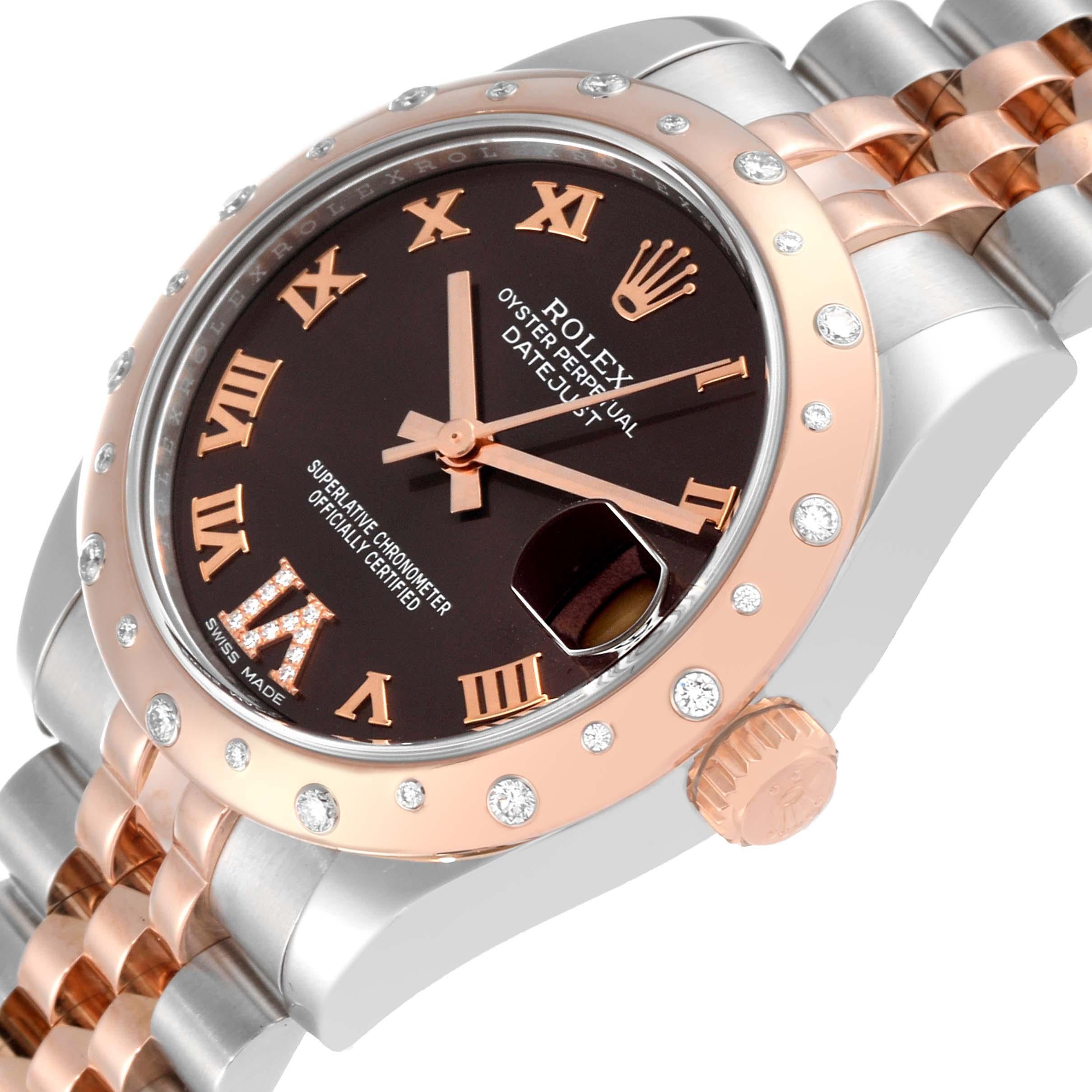 Rolex Datejust 31 Midsize Steel Everose Gold Chocolate Dial Diamond Watch 178341 1