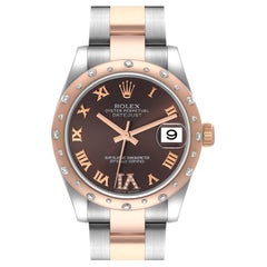 Rolex Datejust 31 Midsize Steel Everose Gold Chocolate Dial Diamond Watch 178341
