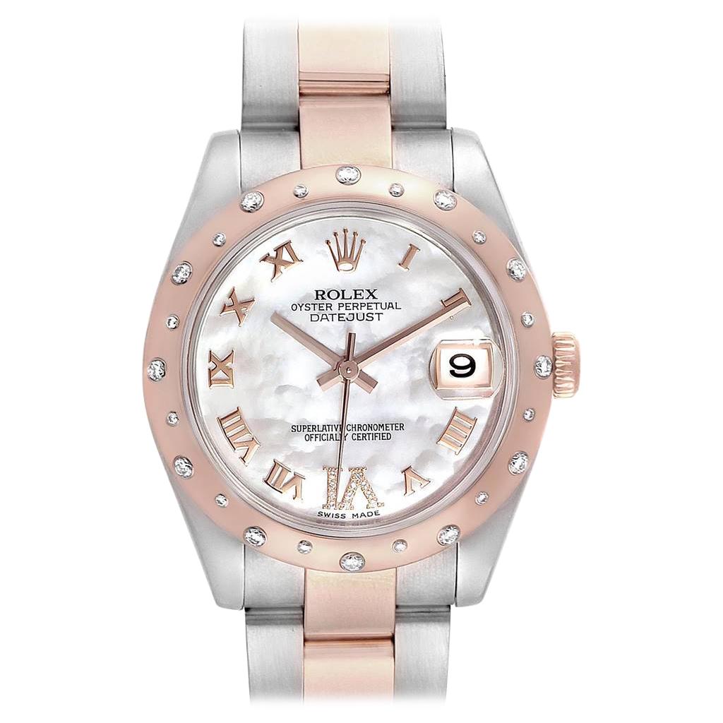 Rolex Datejust 31 Midsize Steel Everose Gold Diamond Ladies Watch 178341