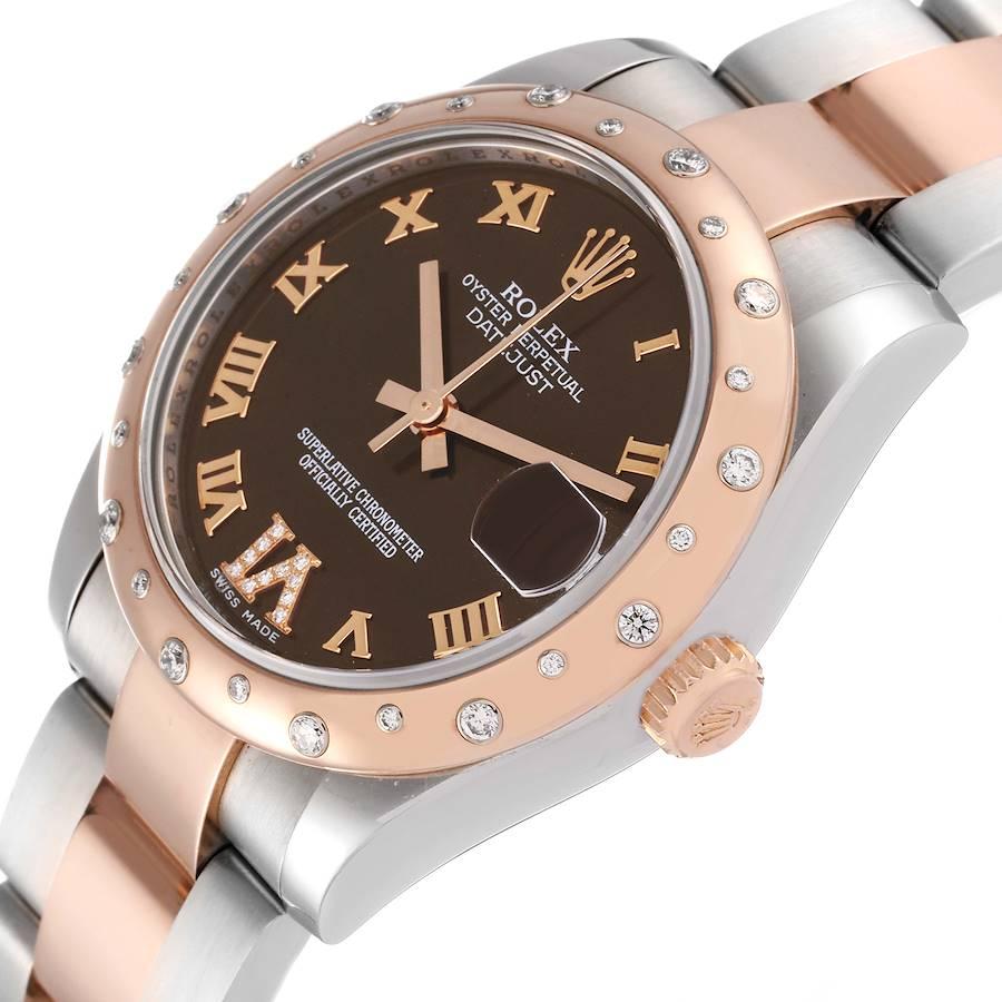 Rolex Datejust 31 Midsize Steel Everose Gold Diamond Watch 178341 Box Card 1