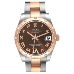 Rolex Datejust 31 Midsize Steel Everose Gold Diamond Watch 178341 Box Card
