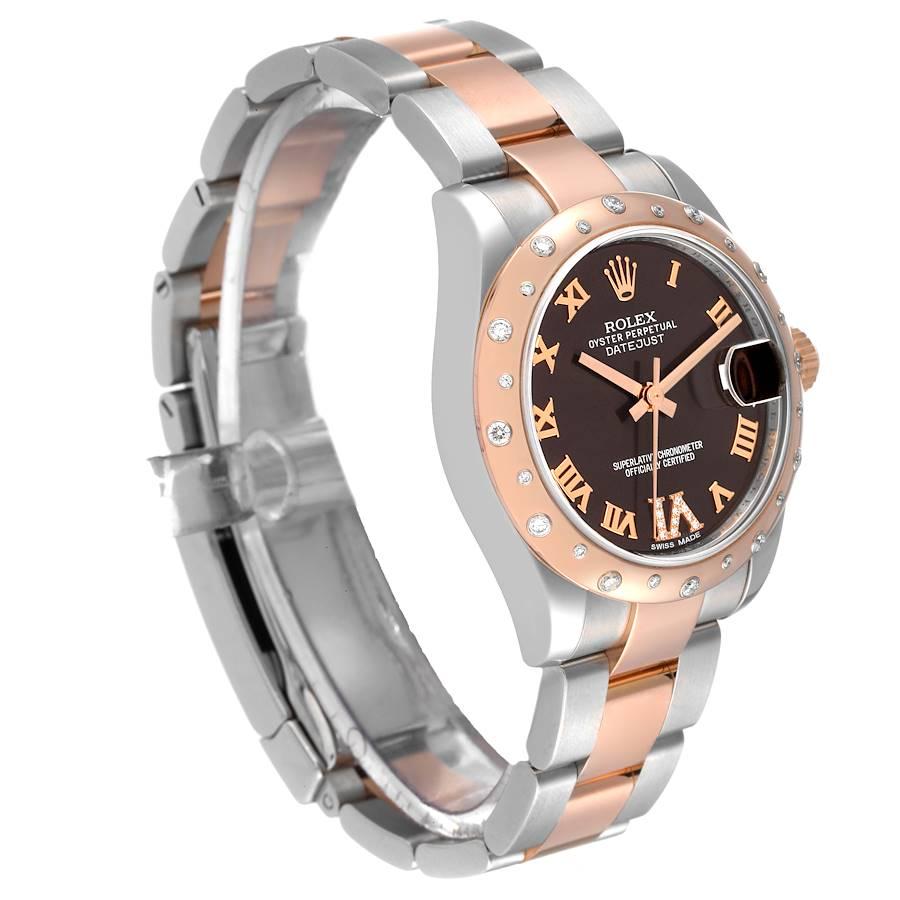 Rolex Datejust Midsize Steel Everose Gold Diamond Watch 178341 In Excellent Condition In Atlanta, GA