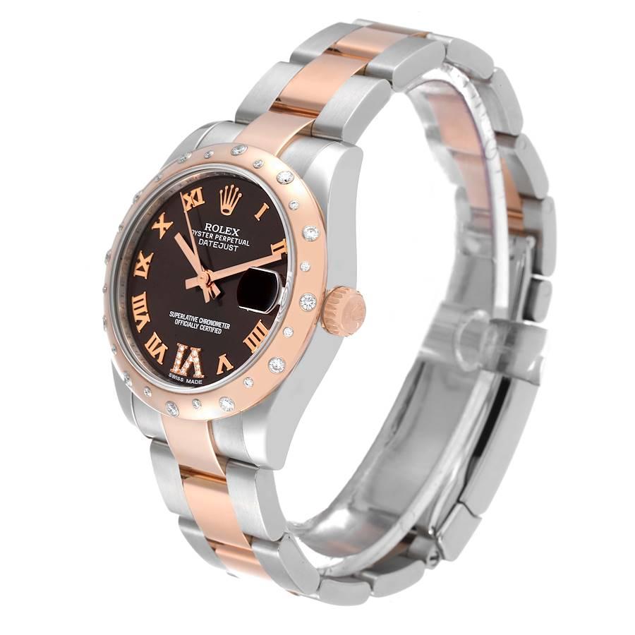 Women's Rolex Datejust Midsize Steel Everose Gold Diamond Watch 178341