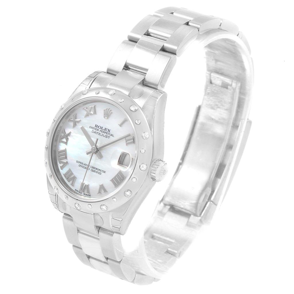 Rolex Datejust 31 Midsize Steel MOP Diamond Ladies Watch 178344 Unworn In Excellent Condition In Atlanta, GA
