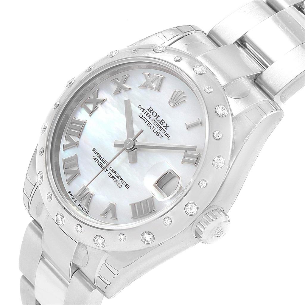 Women's Rolex Datejust 31 Midsize Steel MOP Diamond Ladies Watch 178344 Unworn