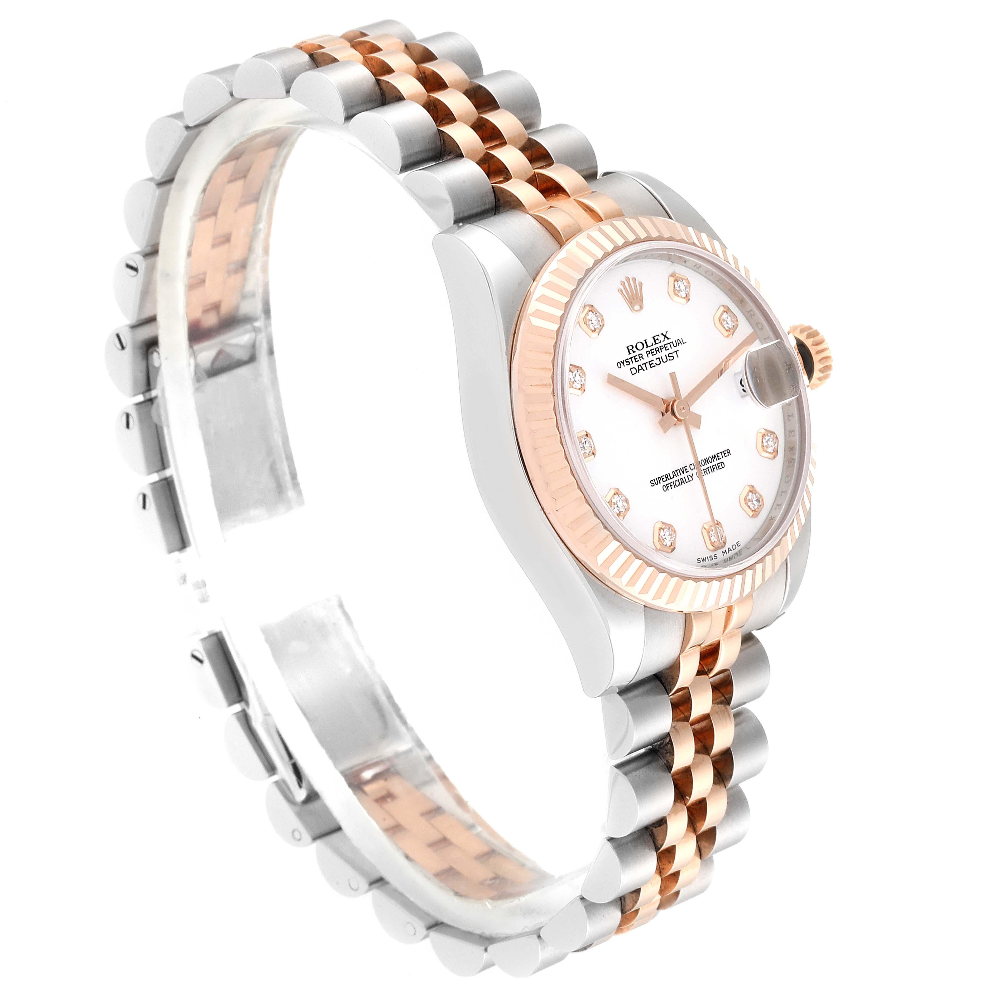 Rolex Datejust 31 Midsize Steel Rose Gold Diamond Ladies Watch 178271 In Excellent Condition For Sale In Atlanta, GA