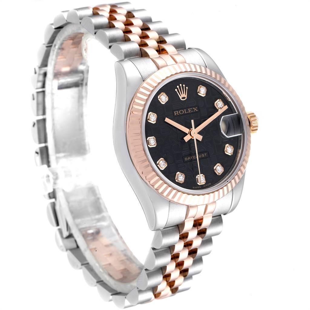 Rolex Datejust 31 Midsize Steel Rose Gold Diamond Ladies Watch 178271 In Excellent Condition For Sale In Atlanta, GA