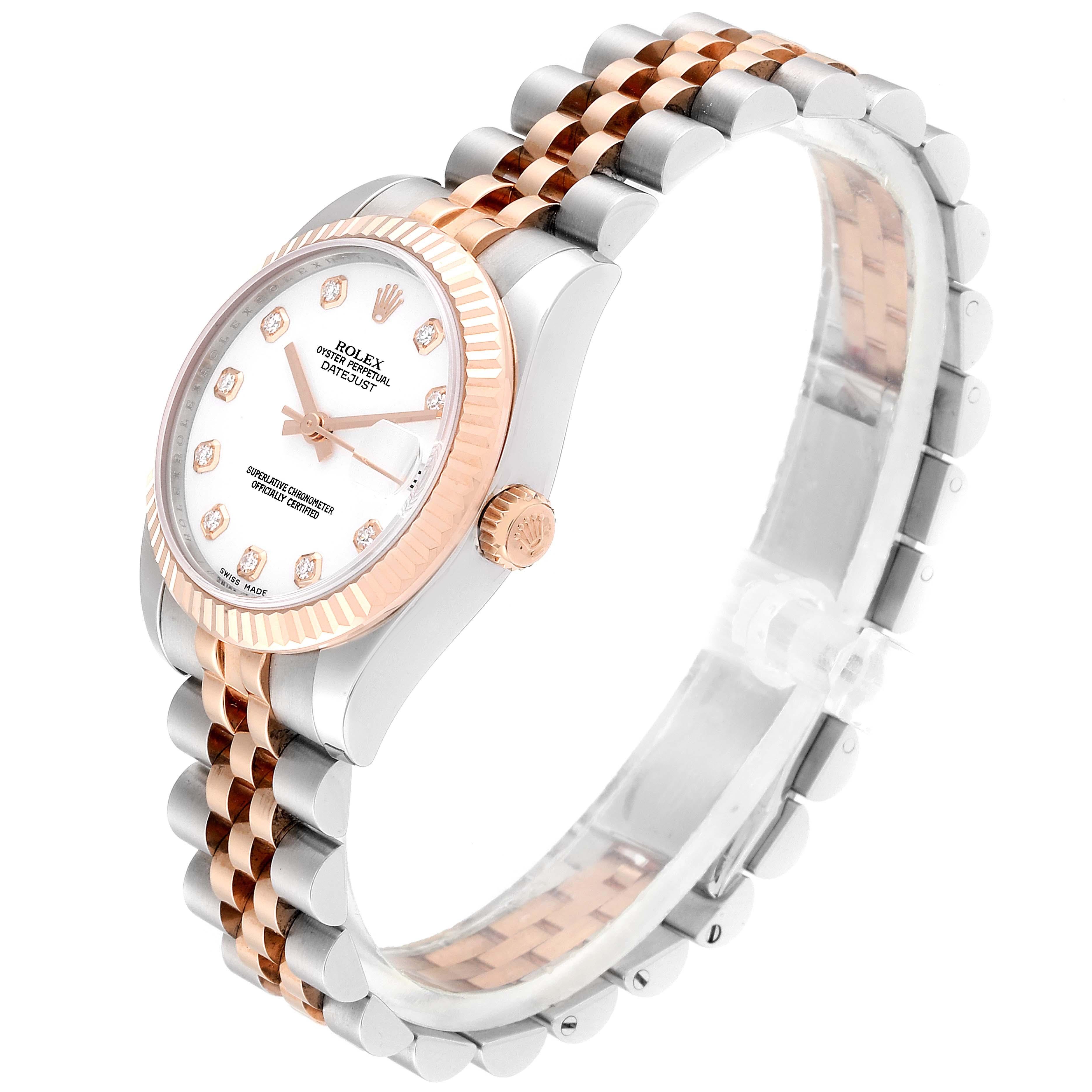 Women's Rolex Datejust 31 Midsize Steel Rose Gold Diamond Ladies Watch 178271 For Sale
