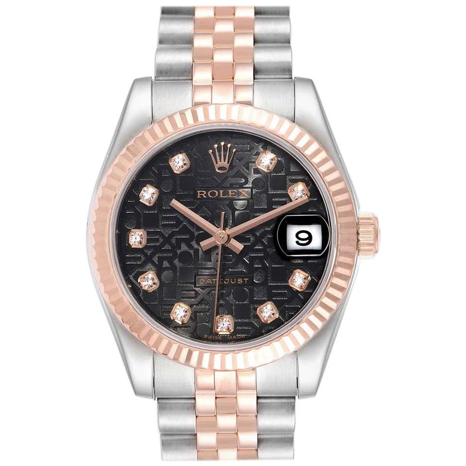 Rolex Datejust 31 Midsize Steel Rose Gold Diamond Ladies Watch 178271 ...