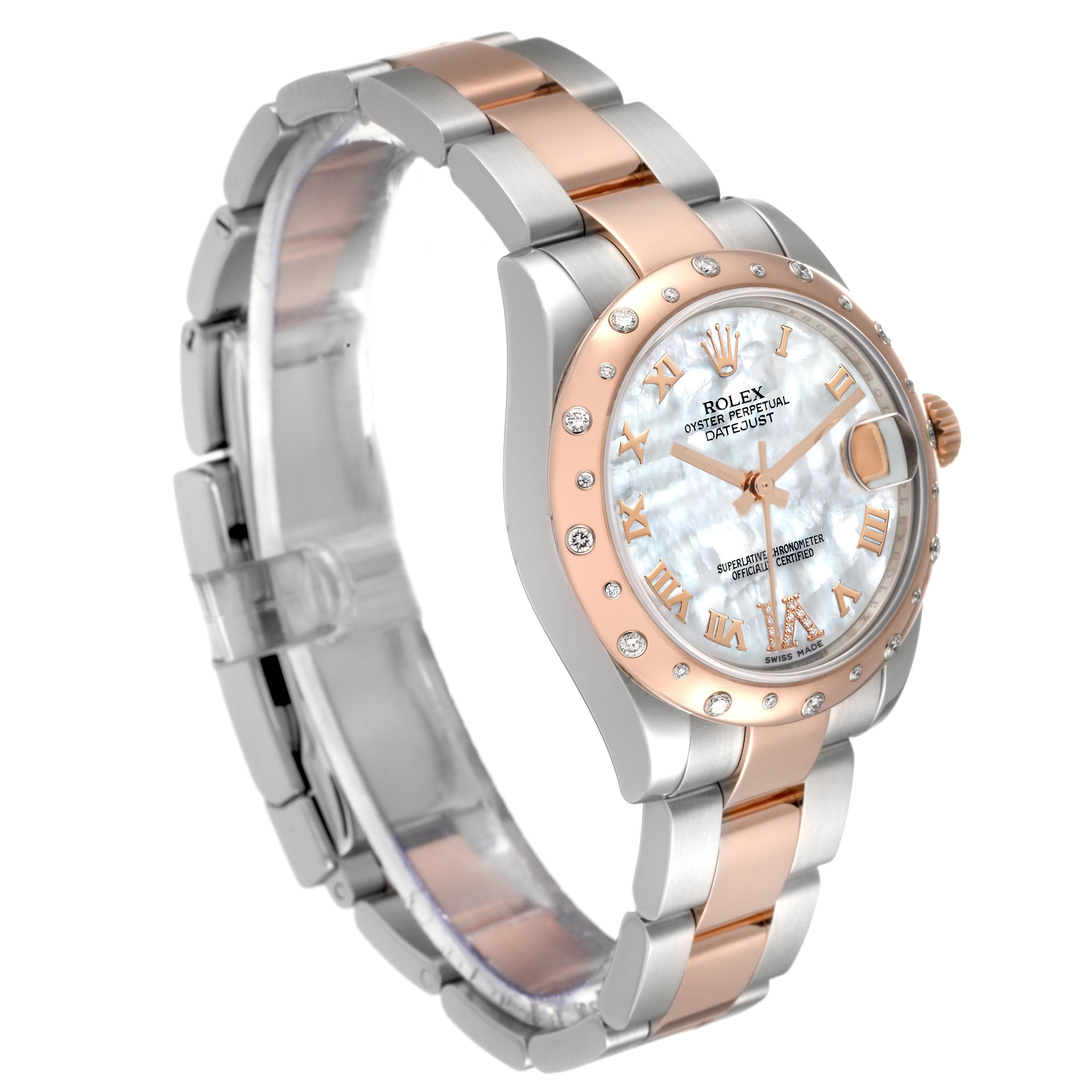 Rolex Datejust 31 Midsize Steel Rose Gold Diamond Ladies Watch 178341 In Excellent Condition In Atlanta, GA